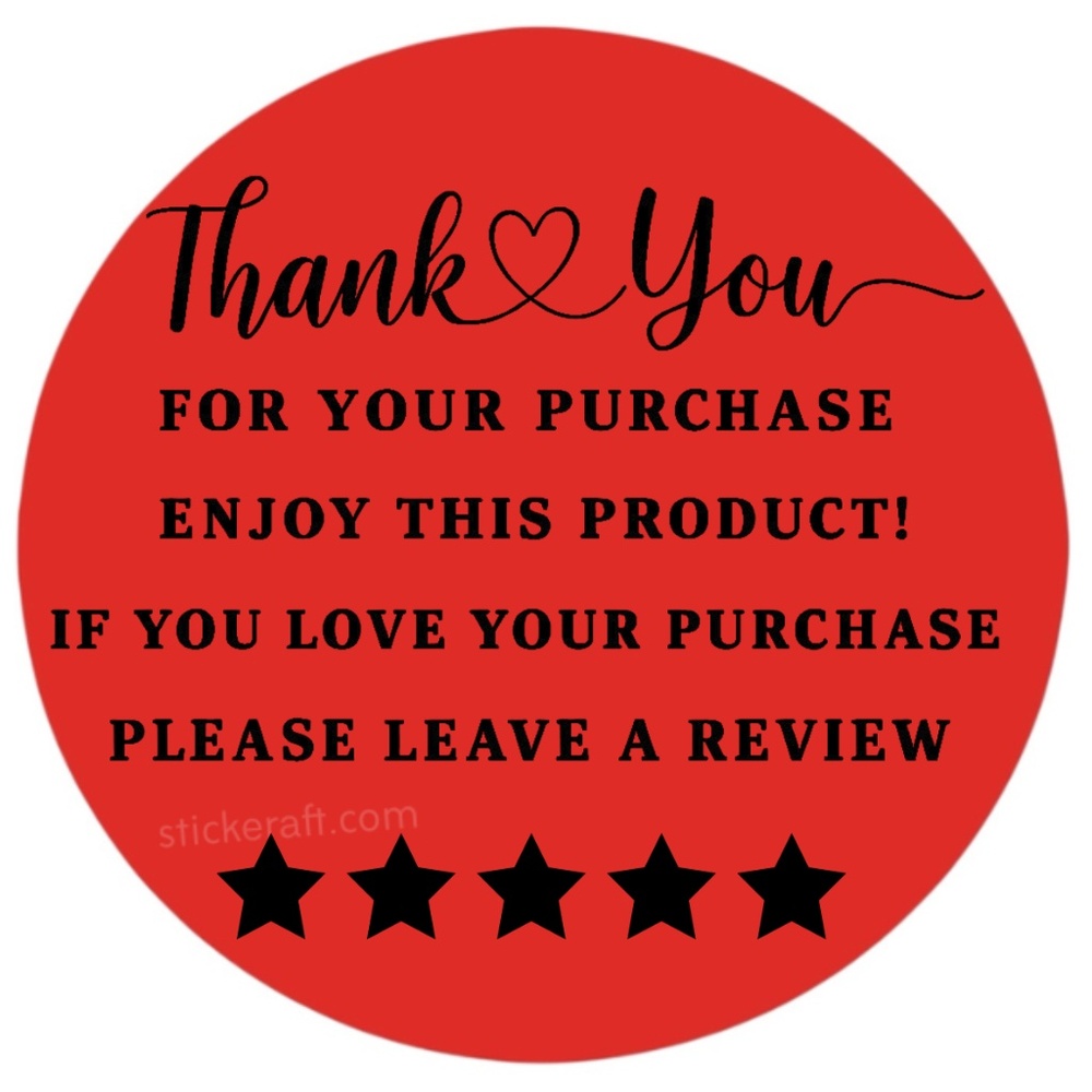 Thank You for Purchase Stickers β 2 Inch, 5 Star Review Labels β 100 PCS NEW - Picture 8 of 15